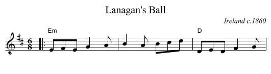 Lanagan's Ball - staff notation