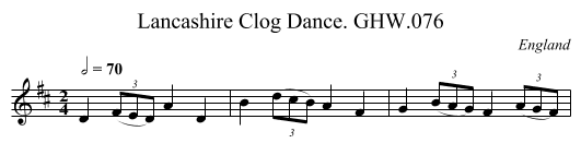 Lancashire Clog Dance. GHW.076 - staff notation