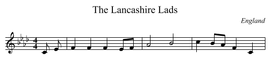 Lancashire Lads, The - staff notation