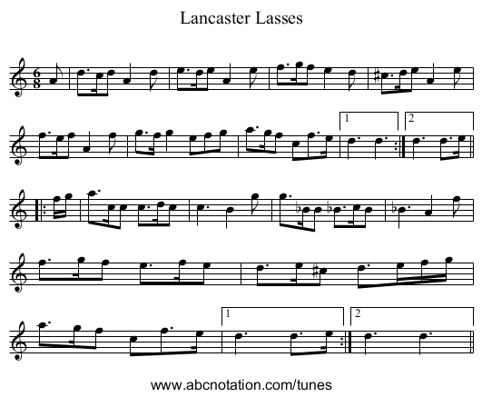 Lancaster Lasses - staff notation