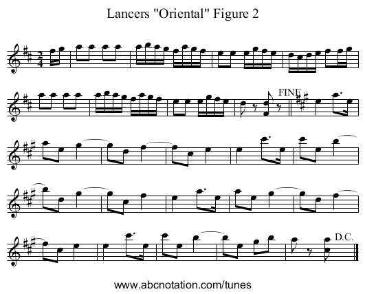 Lancers Oriental Figure 2 - staff notation