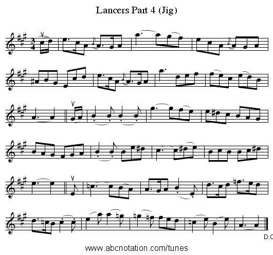 Lancers Part 4 (Jig) - staff notation