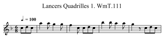 Lancers Quadrilles 1. WmT.111 - staff notation