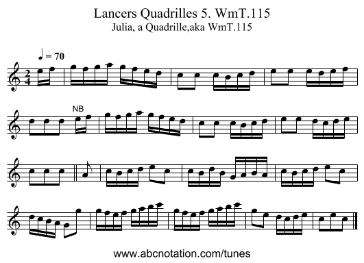 Lancers Quadrilles 5. WmT.115 - staff notation