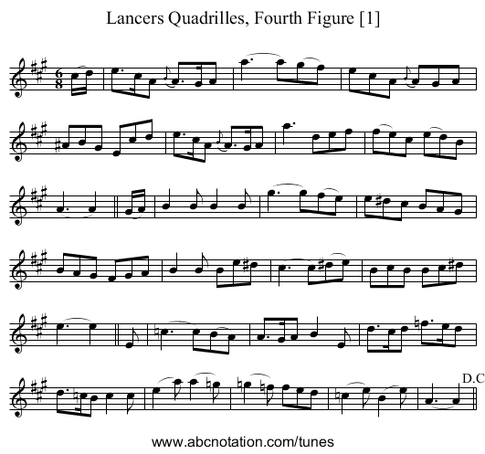 Lancers Quadrilles, Fourth Figure [1] - staff notation