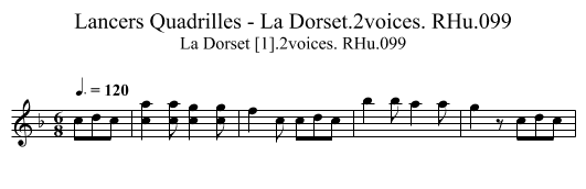 Lancers Quadrilles - La Dorset.2voices. RHu.099 - staff notation