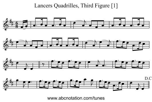 Lancers Quadrilles, Third Figure [1] - staff notation
