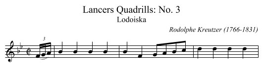 Lancers Quadrills: No. 3 - staff notation