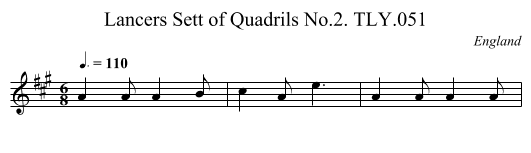 Lancers Sett of Quadrils No.2. TLY.051 - staff notation