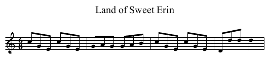 Land of Sweet Erin - staff notation