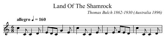 Land Of The Shamrock - staff notation