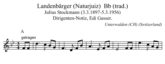 Landenbärger (Naturjuiz)  Bb (trad.) - staff notation