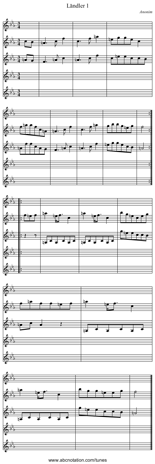 Ländler 1 - staff notation