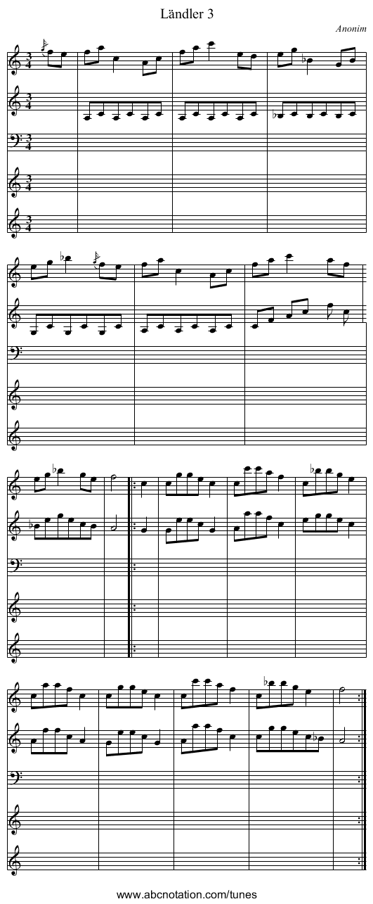 Ländler 3 - staff notation