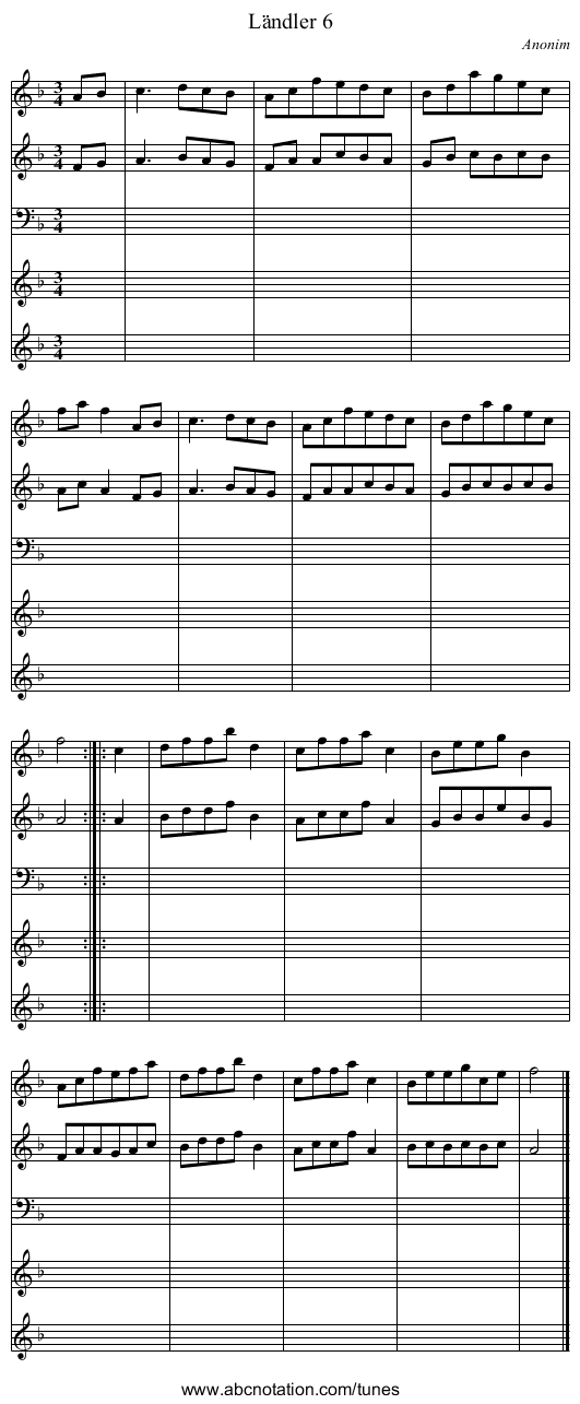 Ländler 6 - staff notation