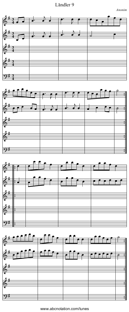 Ländler 9 - staff notation