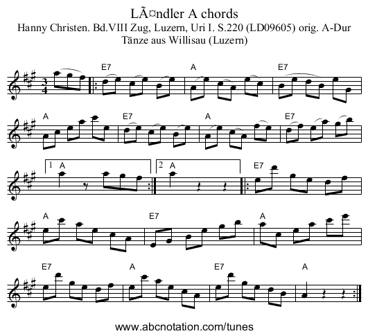 LÃ¤ndler A chords - staff notation