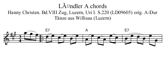 LÃ¤ndler A chords - staff notation
