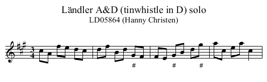 L&auml;ndler A&D (tinwhistle in D) solo - staff notation