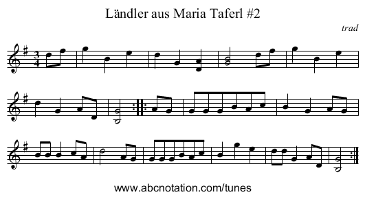 Ländler aus Maria Taferl #2 - staff notation