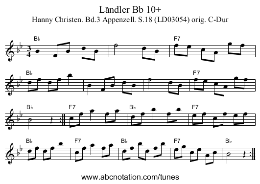 Ländler Bb 10+ - staff notation