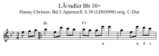 LÃ¤ndler Bb 10+ - staff notation