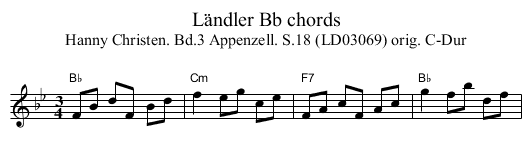 Ländler Bb chords - staff notation