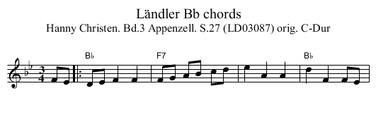 Ländler Bb chords - staff notation