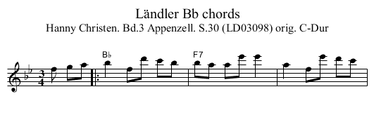 Ländler Bb chords - staff notation