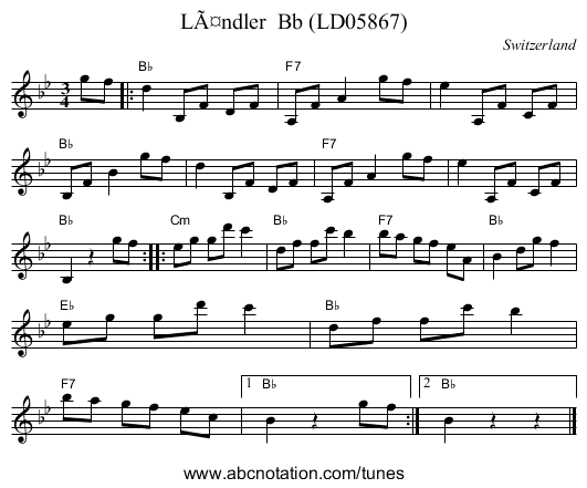 LÃ¤ndler  Bb (LD05867) - staff notation