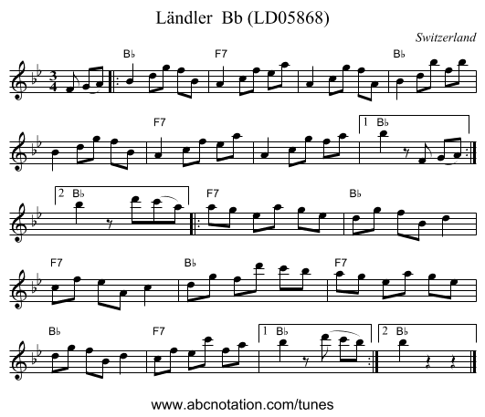 Ländler Bb (LD05868) - staff notation