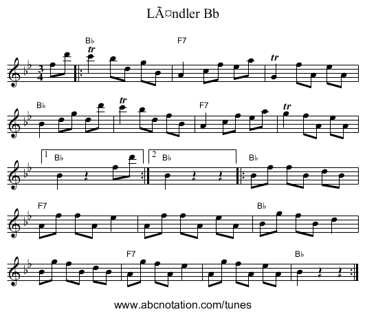 LÃ¤ndler Bb - staff notation