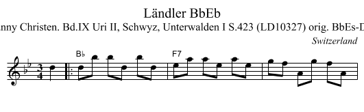 L&auml;ndler BbEb - staff notation