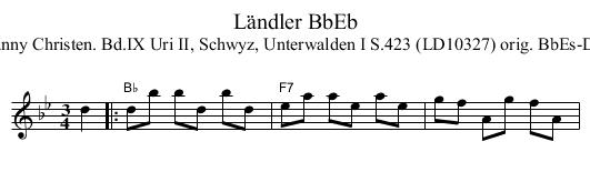 L&auml;ndler BbEb - staff notation