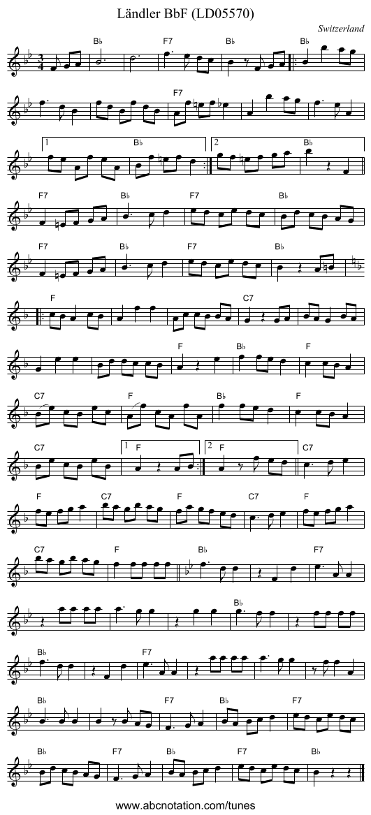 Ländler BbF (LD05570) - staff notation