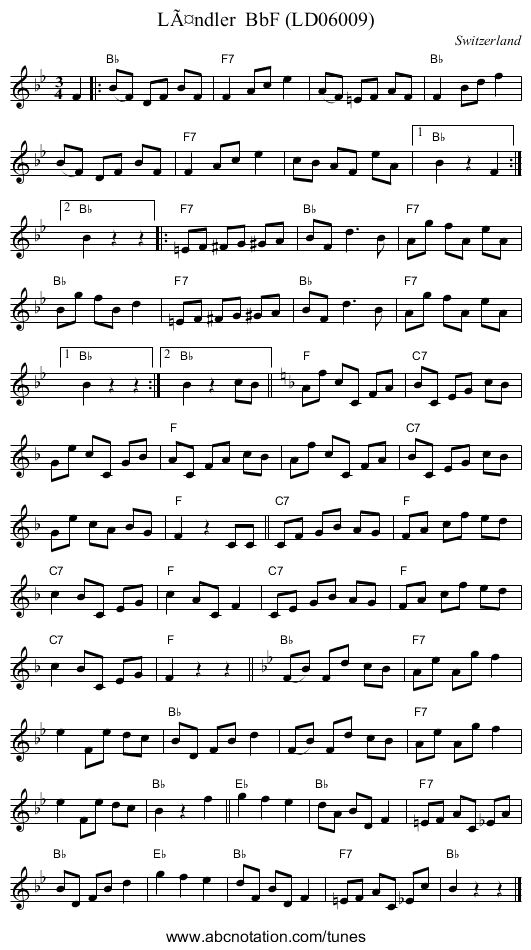 LÃ¤ndler  BbF (LD06009) - staff notation