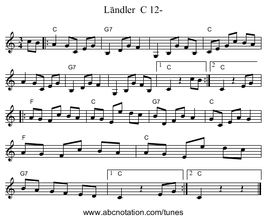 Ländler C 12- - staff notation