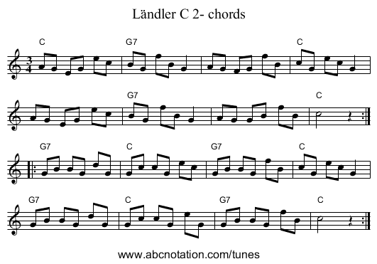 Ländler C 2- chords - staff notation