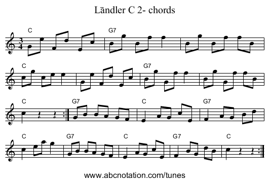 Ländler C 2- chords - staff notation