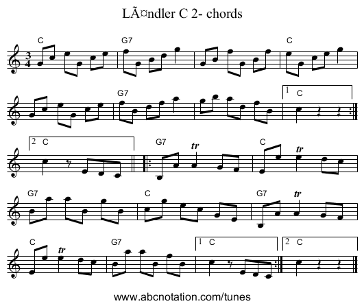 LÃ¤ndler C 2- chords - staff notation