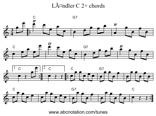 LÃ¤ndler C 2+ chords - staff notation