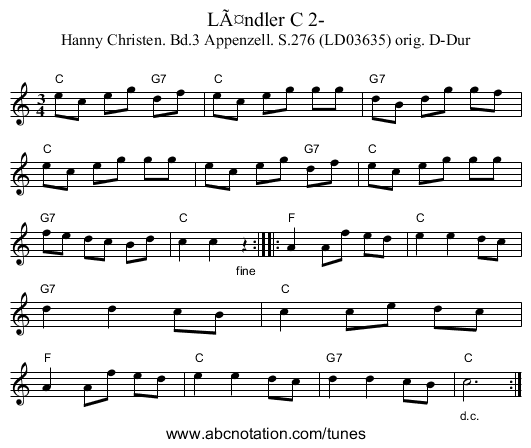 Ländler C 2- - staff notation