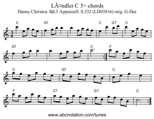 LÃ¤ndler C 5+ chords - staff notation