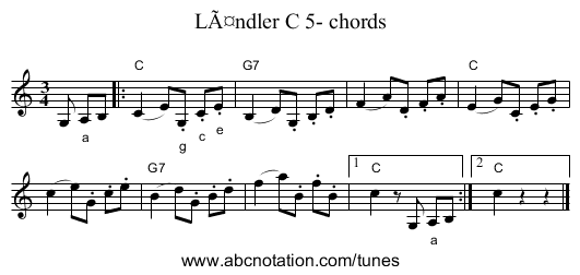 LÃ¤ndler C 5- chords - staff notation