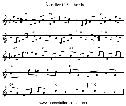 LÃ¤ndler C 5- chords - staff notation