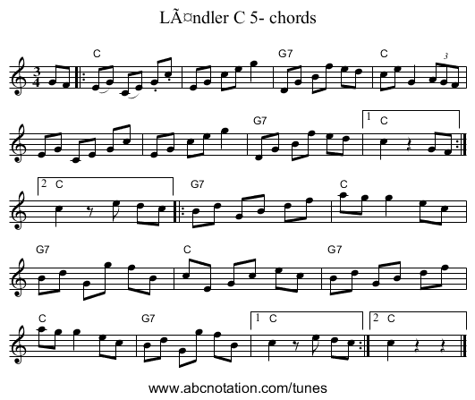 Ländler C 5- chords - staff notation