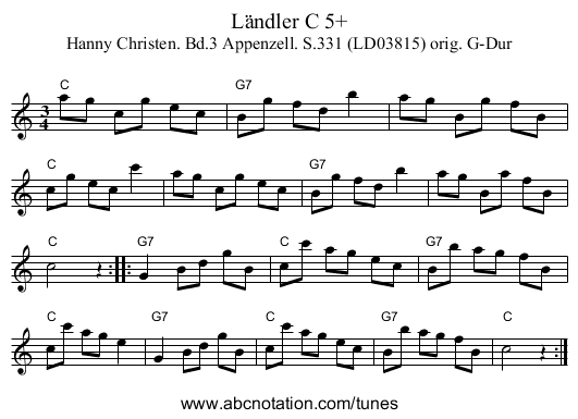 Ländler C 5+ - staff notation