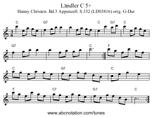 Ländler C 5+ - staff notation