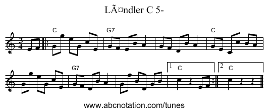 Ländler C 5- - staff notation