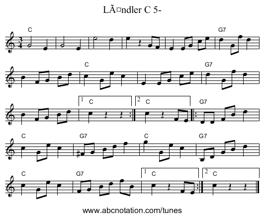 Ländler C 5- - staff notation
